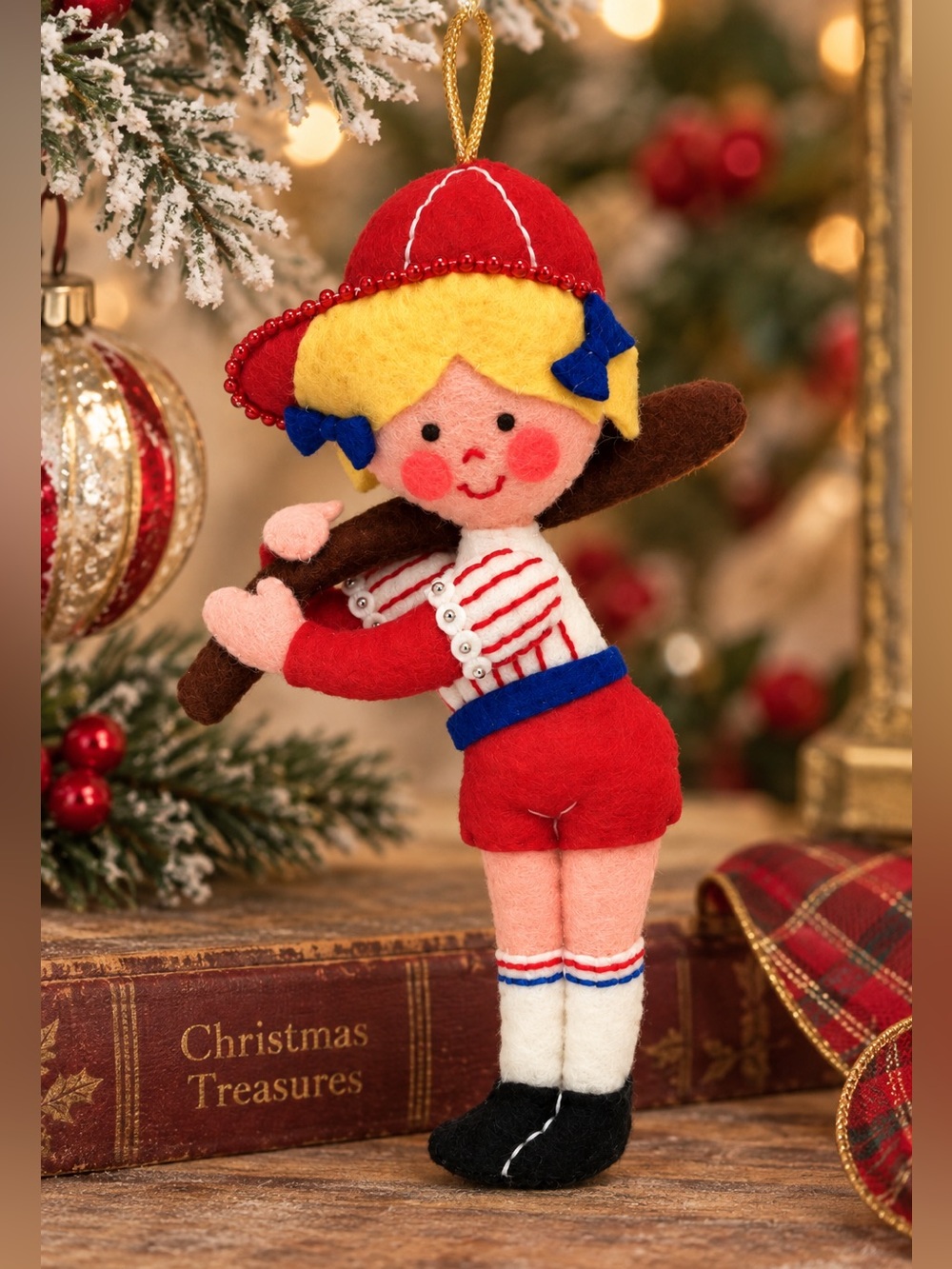 Vintage Bucilla Softball Girl Holiday Christmas Ornament
